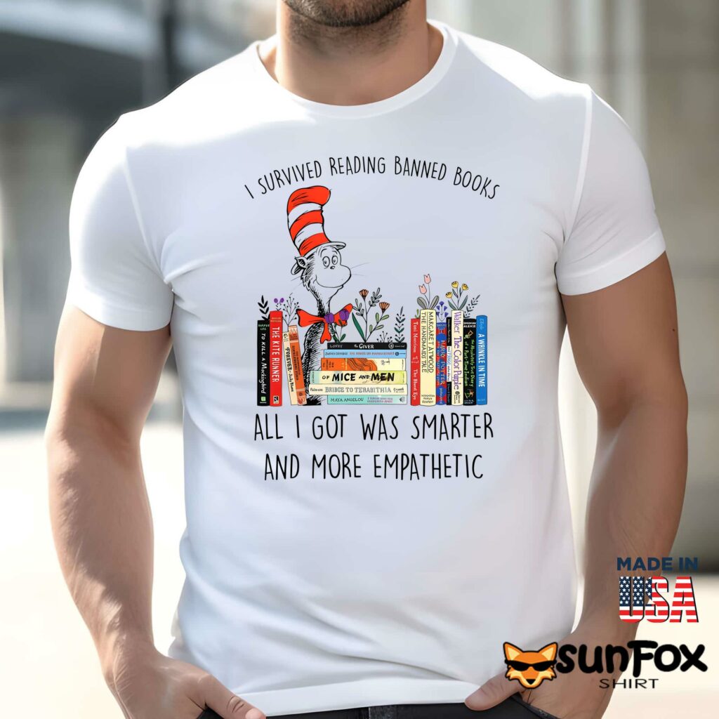 Dr Seuss I Survived Reading Banned Books All I Got Was Smarter Shirt Men t shirt men white t shirt