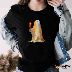 Ghost holding a candle Halloween shirt Women T Shirt black t shirt